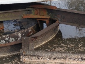Clarigester arm showing the multiples repairs that have been done over the years!